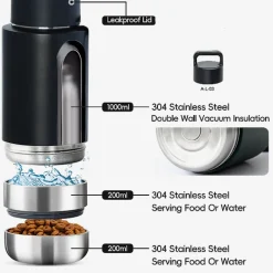 Blue Portable Human / Dog Stainless Steel Adventure Drink Bottles