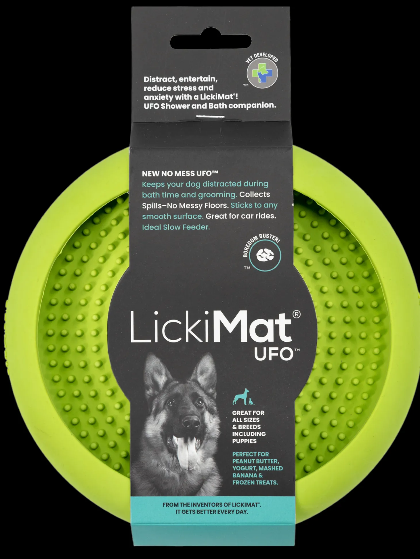 Green Lickimat UFO Slow Food Anti-Anxiety Licking Dog Bowl