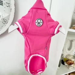 Hot Pink with striped ribbing Dog Skivvie