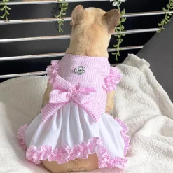 Luxe Pink Gingham Seersucker Dog Dress (Limited Edition)