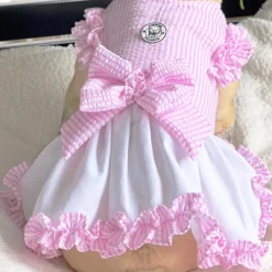 Luxe Pink Gingham Seersucker Dog Dress (Limited Edition)