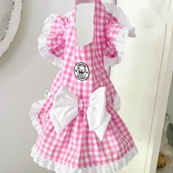 Pink Gingham Ruffle Dog Dress with bow (Limited Edition)