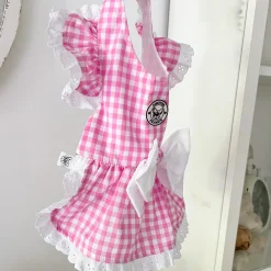 Pink Gingham Ruffle Dog Dress with bow (Limited Edition)