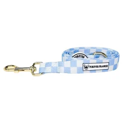 Sky Blue Check - Luxe Dog Lead